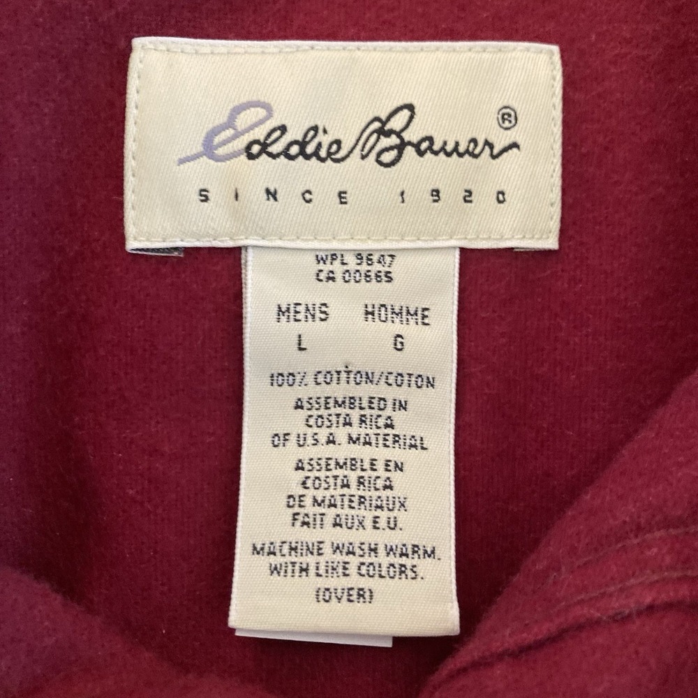 Vtg Eddie Bauer Chamois Flannel Button Up Shirt Mens Large Red - Picture 6 of 8